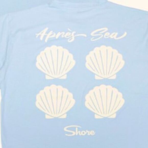 APRES SEA TEE WOMEN’S SIZE SMALL FEATURES COASTALS SOFT BLUE COLOR NWT - Picture 2 of 4